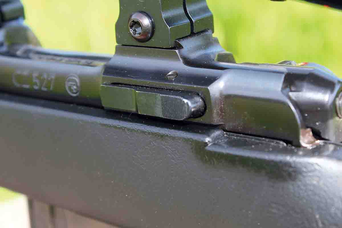 The bolt release is a standard Mauser-style design, with a spring-loaded rocker button allowing slick removal of the bolt assembly for easier cleaning or bore inspection.